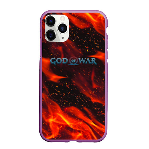 Чехол iPhone 11 Pro матовый God of war fire steel / 3D-Фиолетовый – фото 1