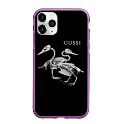 Чехол iPhone 11 Pro матовый Gussi - two skeletons of a goose, цвет: 3D-фиолетовый