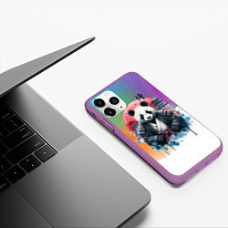 Чехол iPhone 11 Pro матовый Panda samurai - Japan, цвет: 3D-фиолетовый — фото 2