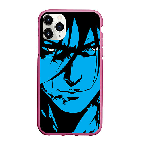 Чехол iPhone 11 Pro матовый Лицо самурая в стиле манга - manga guy / 3D-Малиновый – фото 1