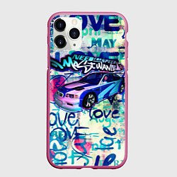 Чехол iPhone 11 Pro матовый NFS Most Wanted graffitti, цвет: 3D-малиновый