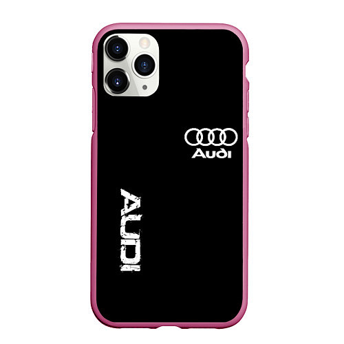 Чехол iPhone 11 Pro матовый AUDI sport white / 3D-Малиновый – фото 1