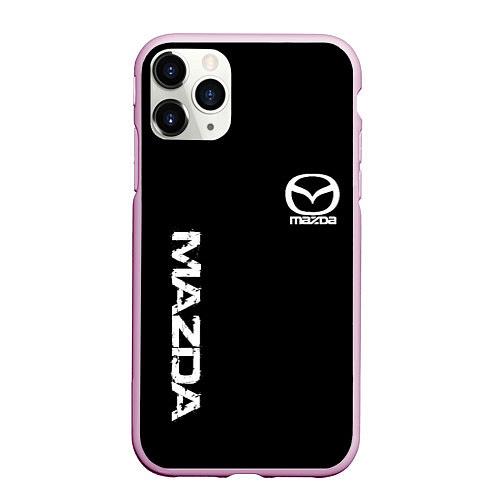 Чехол iPhone 11 Pro матовый Mazda white logo / 3D-Розовый – фото 1