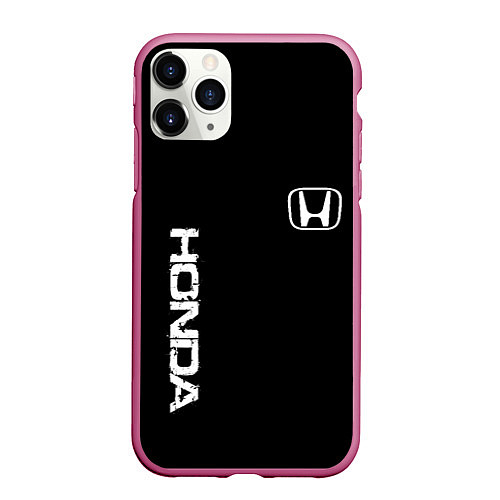 Чехол iPhone 11 Pro матовый Honda white logo auto / 3D-Малиновый – фото 1