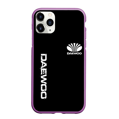 Чехол iPhone 11 Pro матовый Daewoo logo white / 3D-Фиолетовый – фото 1