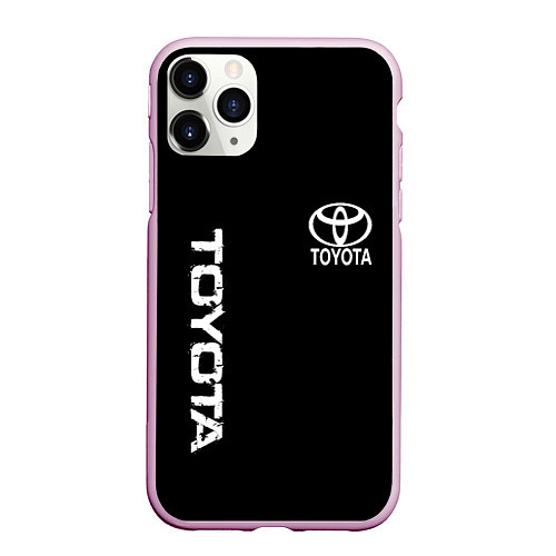 Чехол iPhone 11 Pro матовый Toyota logo white steel / 3D-Розовый – фото 1