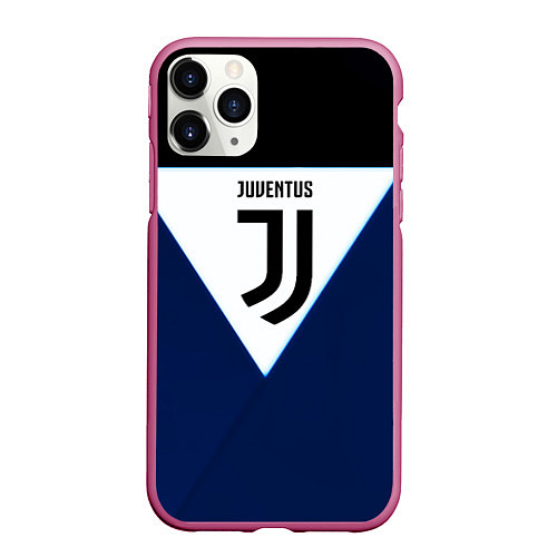 Чехол iPhone 11 Pro матовый Juventus sport geometry color / 3D-Малиновый – фото 1