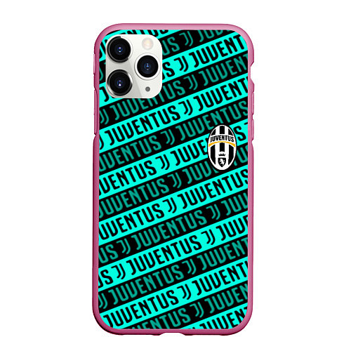 Чехол iPhone 11 Pro матовый Juventus pattern logo steel / 3D-Малиновый – фото 1