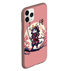 Чехол iPhone 11 Pro матовый Kitten samurai - bushido ai art, цвет: 3D-коричневый — фото 2
