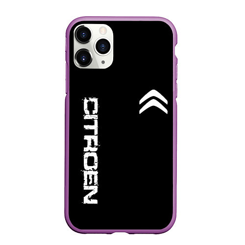 Чехол iPhone 11 Pro матовый Citroen logo white / 3D-Фиолетовый – фото 1