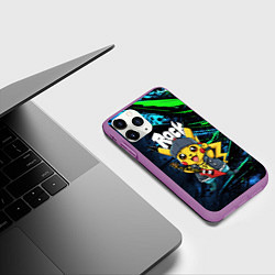 Чехол iPhone 11 Pro матовый Радостный Пикачу рок звезда, цвет: 3D-фиолетовый — фото 2