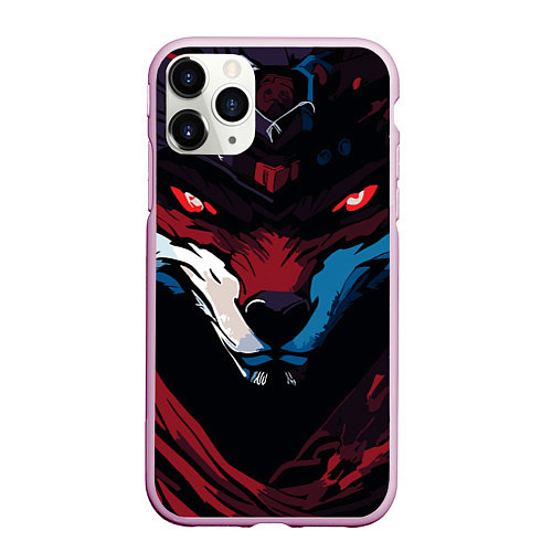 Чехол iPhone 11 Pro матовый Злая лиса с красными глазами в стиле манга - angry / 3D-Розовый – фото 1