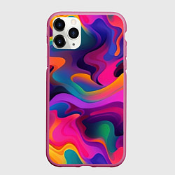 Чехол iPhone 11 Pro матовый Неоновые формы, цвет: 3D-малиновый