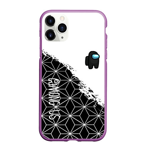 Чехол iPhone 11 Pro матовый Among us mobile game retro / 3D-Фиолетовый – фото 1