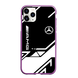 Чехол iPhone 11 Pro матовый Mercedes bens geometry, цвет: 3D-фиолетовый