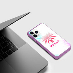 Чехол iPhone 11 Pro матовый Ведьмак лого пинк, цвет: 3D-фиолетовый — фото 2