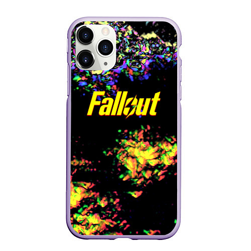 Чехол iPhone 11 Pro матовый Fallout краски / 3D-Светло-сиреневый – фото 1