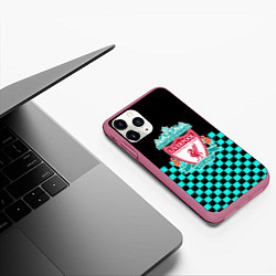 Чехол iPhone 11 Pro матовый Liverpool fc sport клетка, цвет: 3D-малиновый — фото 2