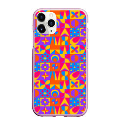Чехол iPhone 11 Pro матовый Нео-гео текстура, цвет: 3D-розовый
