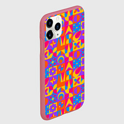 Чехол iPhone 11 Pro матовый Нео-гео текстура, цвет: 3D-малиновый — фото 2
