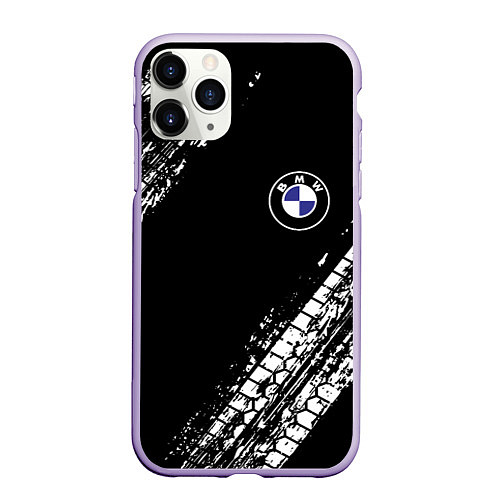 Чехол iPhone 11 Pro матовый BMW : автомобильные текстуры шин / 3D-Светло-сиреневый – фото 1