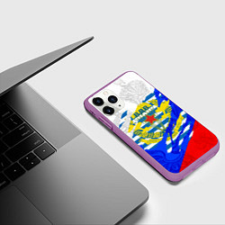 Чехол iPhone 11 Pro матовый ВДВ - рваная ткань, цвет: 3D-фиолетовый — фото 2