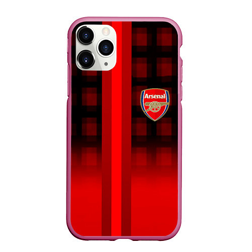 Чехол iPhone 11 Pro матовый Arsenal fc sport geometry steel / 3D-Малиновый – фото 1