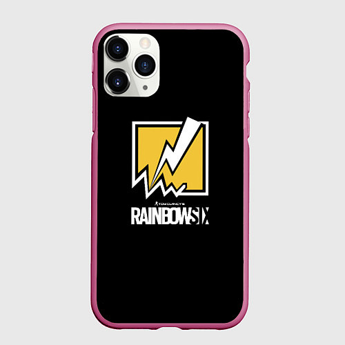 Чехол iPhone 11 Pro матовый Rainbow six game steel ubisoft / 3D-Малиновый – фото 1