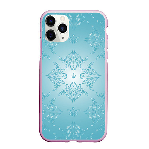 Чехол iPhone 11 Pro матовый Векторные узоры на нежно-бирюзовом фоне / 3D-Розовый – фото 1