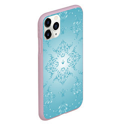 Чехол iPhone 11 Pro матовый Векторные узоры на нежно-бирюзовом фоне, цвет: 3D-розовый — фото 2