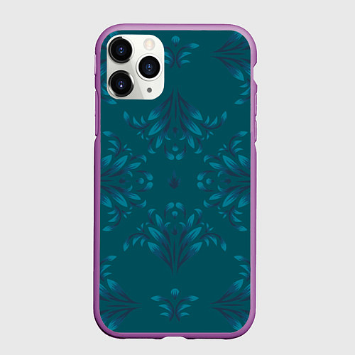 Чехол iPhone 11 Pro матовый Узоры градиентом / 3D-Фиолетовый – фото 1