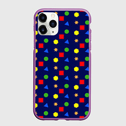 Чехол iPhone 11 Pro матовый Разные фигурки, цвет: 3D-фиолетовый