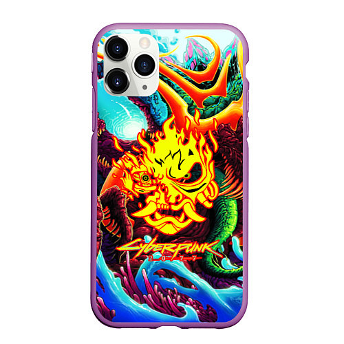 Чехол iPhone 11 Pro матовый Cyberpunk hyperbeast steel / 3D-Фиолетовый – фото 1