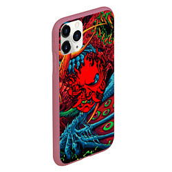 Чехол iPhone 11 Pro матовый Samurai logo cyberpunk, цвет: 3D-малиновый — фото 2