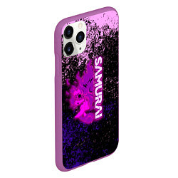 Чехол iPhone 11 Pro матовый Samurai neon logo краски, цвет: 3D-фиолетовый — фото 2