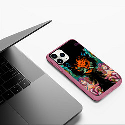 Чехол iPhone 11 Pro матовый Cyberpunk tatoo game steel japan, цвет: 3D-малиновый — фото 2