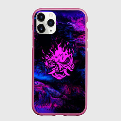 Чехол iPhone 11 Pro матовый Cyberpunk неоновые краски, цвет: 3D-малиновый