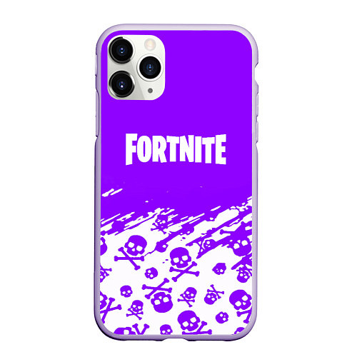 Чехол iPhone 11 Pro матовый Fortnite skull pattern / 3D-Светло-сиреневый – фото 1