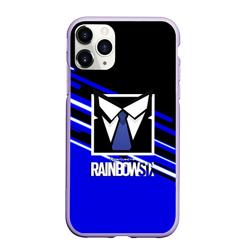 Чехол iPhone 11 Pro матовый Rainbow six geometry steel / 3D-Светло-сиреневый – фото 1