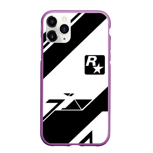 Чехол iPhone 11 Pro матовый Rockstar game pattern / 3D-Фиолетовый – фото 1