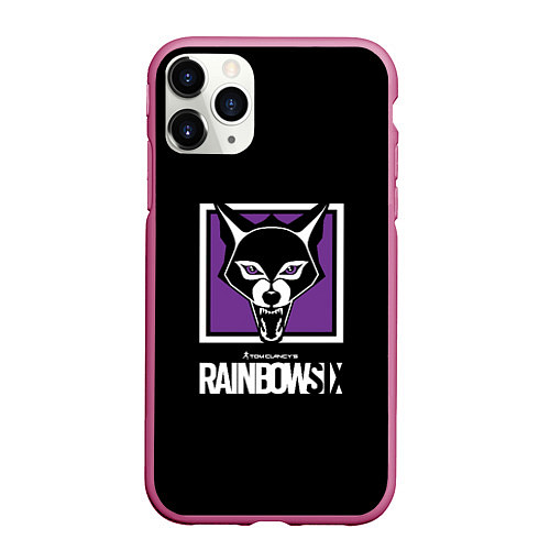 Чехол iPhone 11 Pro матовый Rainbow six logo ubisoft / 3D-Малиновый – фото 1