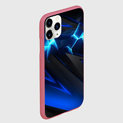 Чехол iPhone 11 Pro матовый Абстракция синяя из градиента и линий, цвет: 3D-малиновый — фото 2