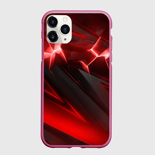Чехол iPhone 11 Pro матовый Яркая красная объемная абстракция / 3D-Малиновый – фото 1