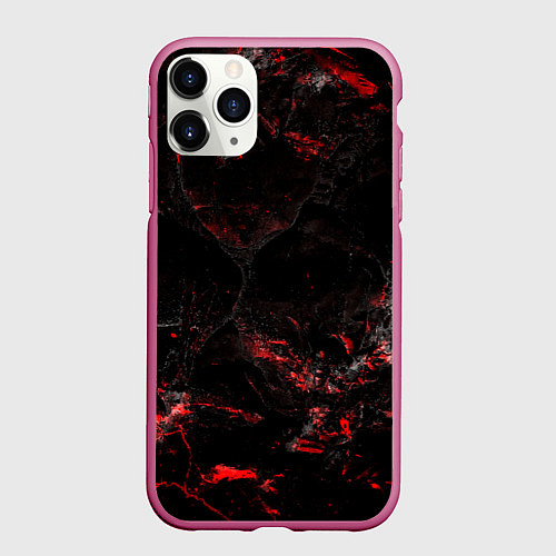 Чехол iPhone 11 Pro матовый Потертая красная текстура / 3D-Малиновый – фото 1