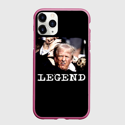 Чехол iPhone 11 Pro матовый Мем Трамп после покушения: легенда / 3D-Малиновый – фото 1