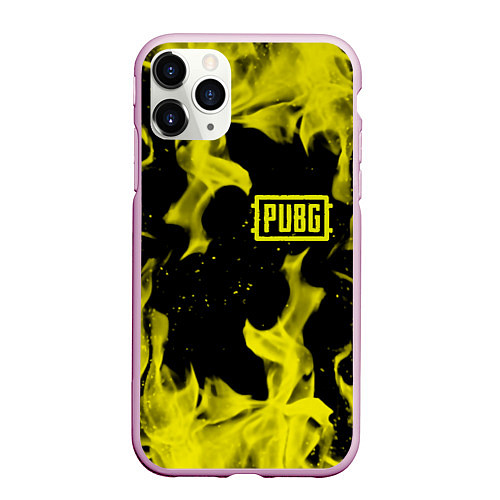 Чехол iPhone 11 Pro матовый PUBG жёлтый огонь / 3D-Розовый – фото 1