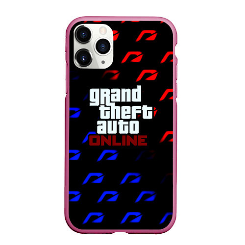 Чехол iPhone 11 Pro матовый NFS x GTA pattern / 3D-Малиновый – фото 1