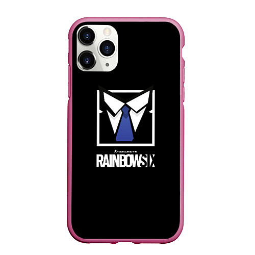 Чехол iPhone 11 Pro матовый Ubisoft rainbow six / 3D-Малиновый – фото 1