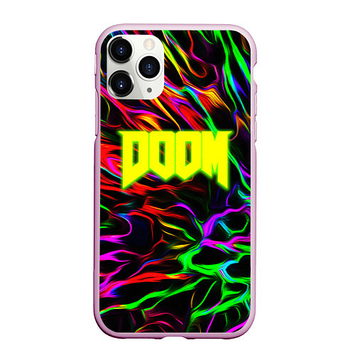 Чехол iPhone 11 Pro матовый Doom optical colors / 3D-Розовый – фото 1