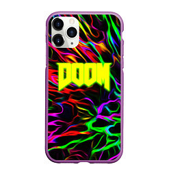 Чехол iPhone 11 Pro матовый Doom optical colors, цвет: 3D-фиолетовый